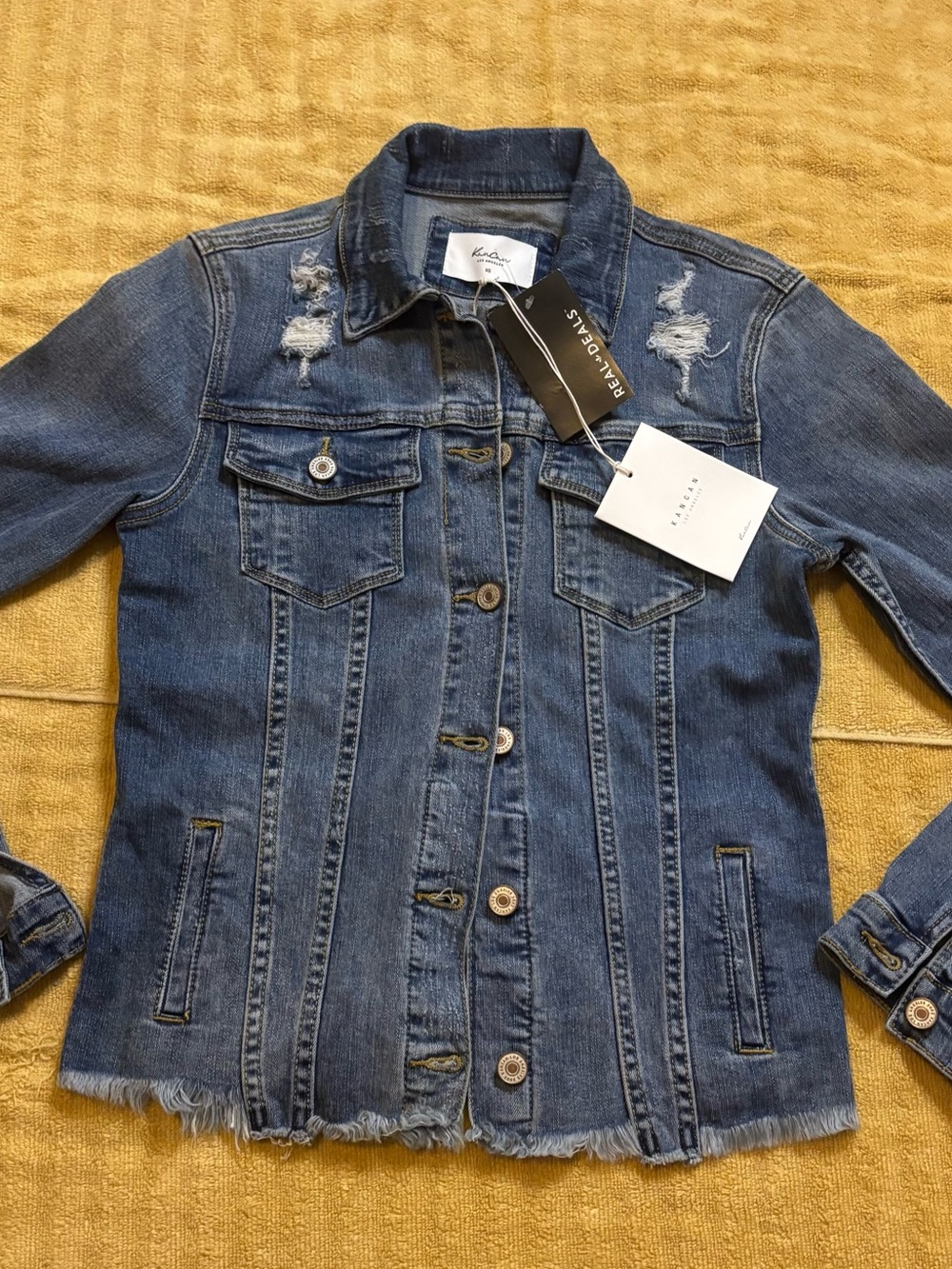 KanCan Distressed Blue Denim Jacket